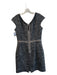 Rebecca Taylor Size 12 Gray & White Acrylic Blend Cap Sleeve Back Zip Dress Gray & White / 12