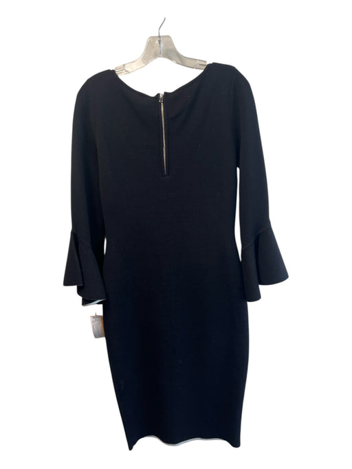 Milly Size Medium Black Viscose Blend Long Sleeve Back Zip Round Neck Dress Black / Medium