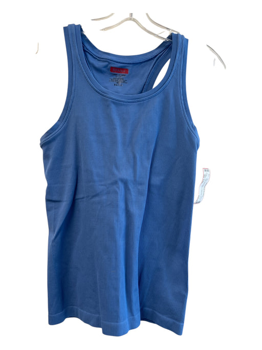 Spanx Size L/XL Blue Nylon Blend Scoop Neck Sleeveless Ribbed Athleisure Top Blue / L/XL
