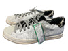 P448 Shoe Size 40 White & Gray Leather Low Top lace up Faux Fur Detail Sneakers White & Gray / 40