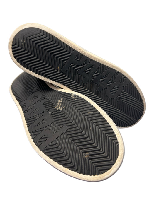 P448 Shoe Size 40 White & Gray Leather Low Top lace up Faux Fur Detail Sneakers White & Gray / 40