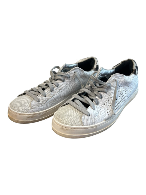 P448 Shoe Size 40 White & Black Manmade Material Sneaker lace up Logo Shoes White & Black / 40
