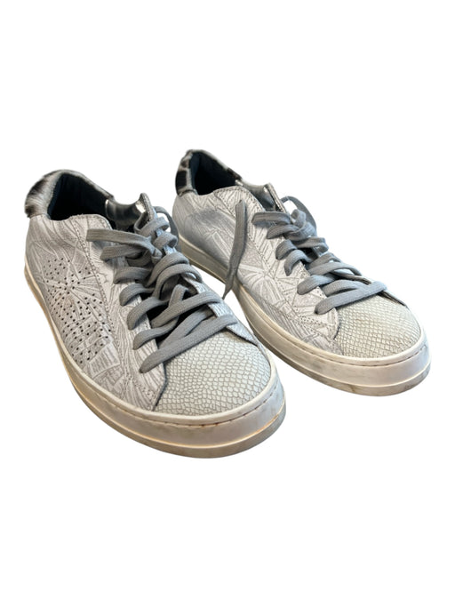 P448 Shoe Size 40 White & Black Manmade Material Sneaker lace up Logo Shoes White & Black / 40