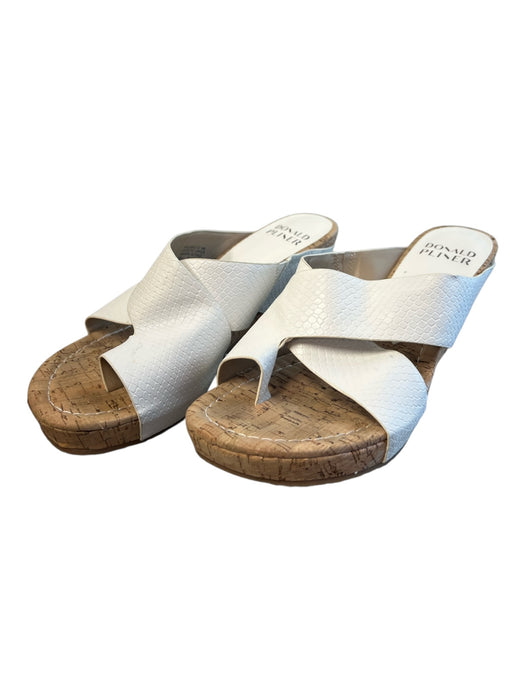 Donald Pliner Shoe Size 10 White Manmade Material Slip On Wedge Open Toe Shoes White / 10