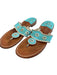Jack Rogers Shoe Size Est 10 Teal Wood Sandal Open Toe Flat Flower Detail Shoes Teal / Est 10