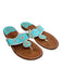 Jack Rogers Shoe Size Est 10 Teal Wood Sandal Open Toe Flat Flower Detail Shoes Teal / Est 10
