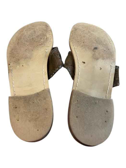 Jack Rogers Shoe Size Est 10 Brown Wood Sandal Open Toe Flat Flower Detail Shoes Brown / Est 10