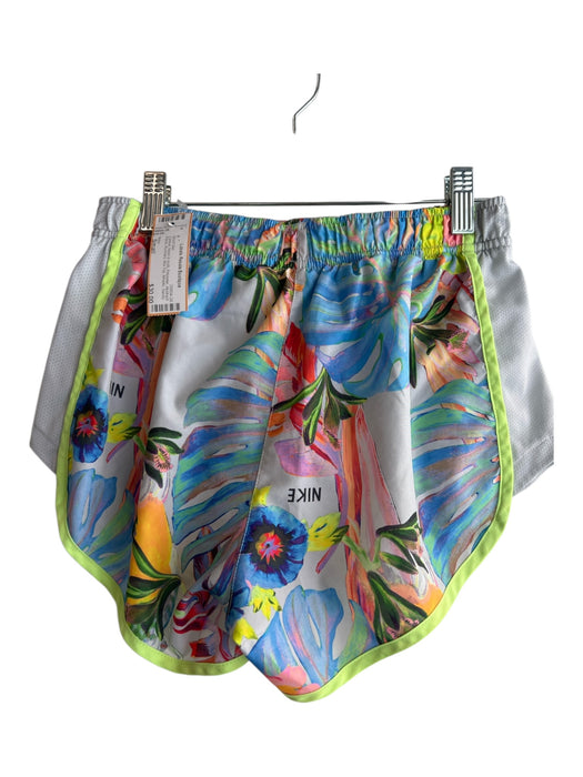 Nike Size Small Neon & multi Polyester Abstract Floral Runners Bra Top Short Set Neon & multi / Small
