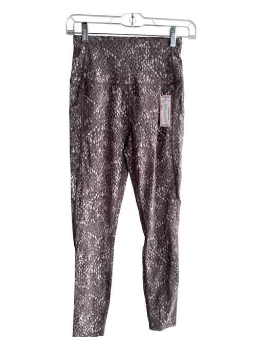 Varley Size Small Mauve & Beige Nylon Blend Wide Waist Band Side Pocket Leggings Mauve & Beige / Small