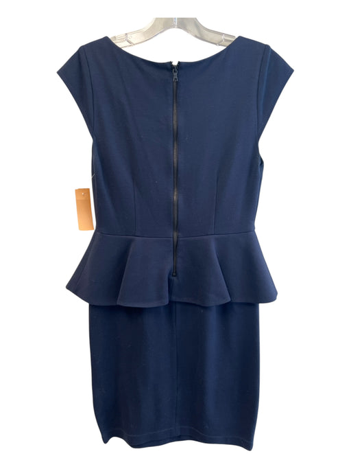 Alice & Olivia Size Est Small Navy Rayon Blend Cap Sleeve Peplum Back Zip Dress Navy / Est Small