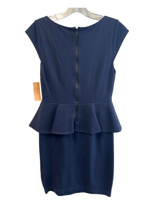Alice & Olivia Size Est Small Navy Rayon Blend Cap Sleeve Peplum Back Zip Dress Navy / Est Small