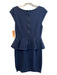 Alice & Olivia Size Est Small Navy Rayon Blend Cap Sleeve Peplum Back Zip Dress Navy / Est Small