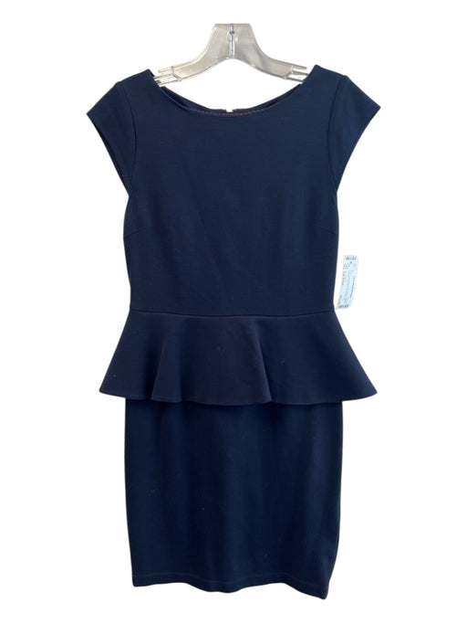 Alice & Olivia Size Est Small Navy Rayon Blend Cap Sleeve Peplum Back Zip Dress Navy / Est Small