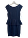 Alice & Olivia Size Est Small Navy Rayon Blend Cap Sleeve Peplum Back Zip Dress Navy / Est Small
