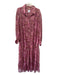 Misa Size XL Pink, brown, & beige Polyester Buttons Floral Collared Dress Pink, brown, & beige / XL