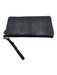 Frye Black Leather Brass Hardware Zip Close Wallets Black