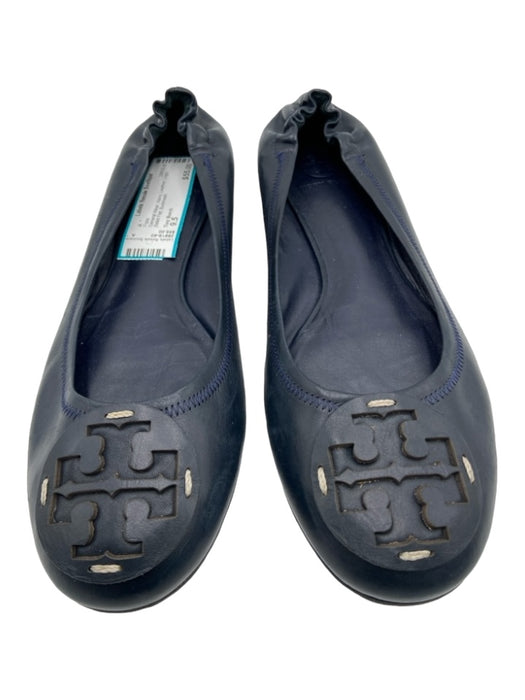 Tory Burch Shoe Size 9.5 Navy Leather Logo Ballet Flat Flats Navy / 9.5