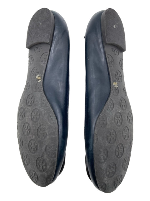 Tory Burch Shoe Size 9.5 Navy Leather Logo Ballet Flat Flats Navy / 9.5