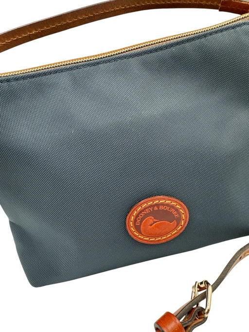 Dooney & Bourke Navy & Brown Canvas Zip Close Logo Leather Crossbody Strap Bag Navy & Brown / Small