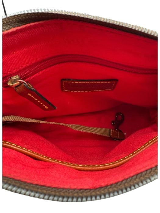 Dooney & Bourke Navy & Brown Canvas Zip Close Logo Leather Crossbody Strap Bag Navy & Brown / Small