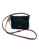 Dooney & Bourke Navy & Brown Canvas Zip Close Logo Leather Crossbody Strap Bag Navy & Brown / Small
