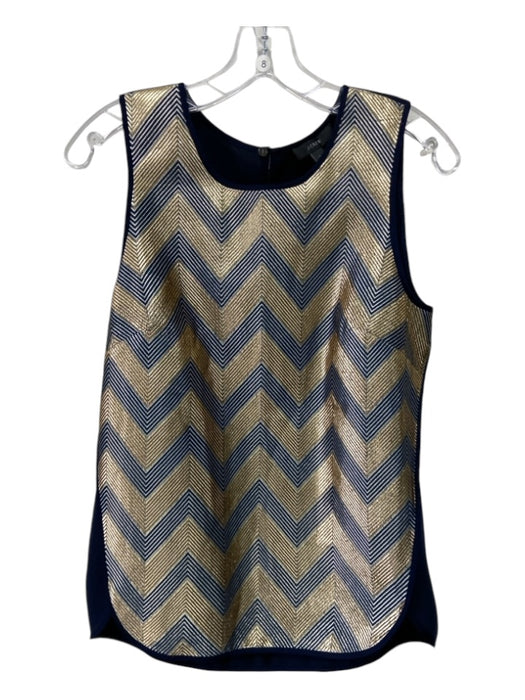 J Crew Size 2 Navy blue & gold Wool Metallic Geometric Sleeveless Top Navy blue & gold / 2