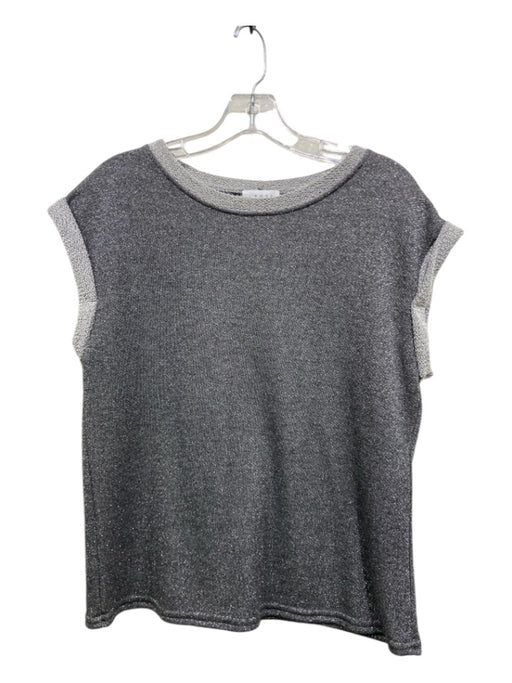 S'edge Size M Charcoal Rayon Blend Metallic drop shoulder Top Charcoal / M