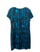 Tory Burch Size 10 Blue & Turquoise Silk Short Sleeve Zip Back Round Neck Dress Blue & Turquoise / 10