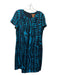 Tory Burch Size 10 Blue & Turquoise Silk Short Sleeve Zip Back Round Neck Dress Blue & Turquoise / 10