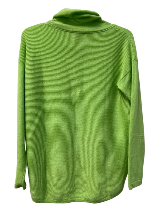 Tina Stephens Size Small Lime Green Cashmere High Neck Ribbed High Low Sweater Lime Green / Small