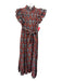 Victoria Dunn Size XS Rust Brown, Blue & Mix Cotton Sleeveless Floral Maxi Dress Rust Brown, Blue & Mix / XS