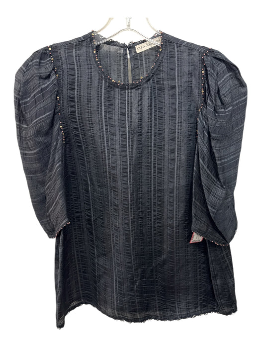 Ulla Johnson Size 4 Black & Multi Viscose & Silk Beaded Trim Back button Top Black & Multi / 4