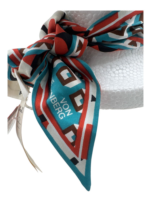 Diane Von Furstenberg Turquoise, Orange & Black Silk Abstract Print Twilly scarf Turquoise, Orange & Black / Small