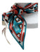 Diane Von Furstenberg Turquoise, Orange & Black Silk Abstract Print Twilly scarf Turquoise, Orange & Black / Small