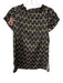 Perry Walker Size 1/S Black, Gold, Pink Silk & Polyester Ruffle Cap Sleeve Top Black, Gold, Pink / 1/S