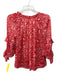 Ramy Brook Size XS red, pink, white Viscose Puff 1/2 Sleeve Abstract Dots Top red, pink, white / XS