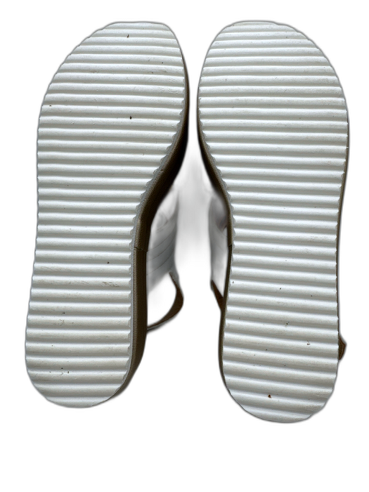 Cordani Shoe Size 37 White & Gold Leather Cork Sole Criss Cross Platform Sandals White & Gold / 37