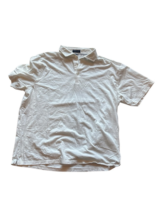 Peter Millar Size L White Cotton Solid Polo Men's Short Sleeve White / L