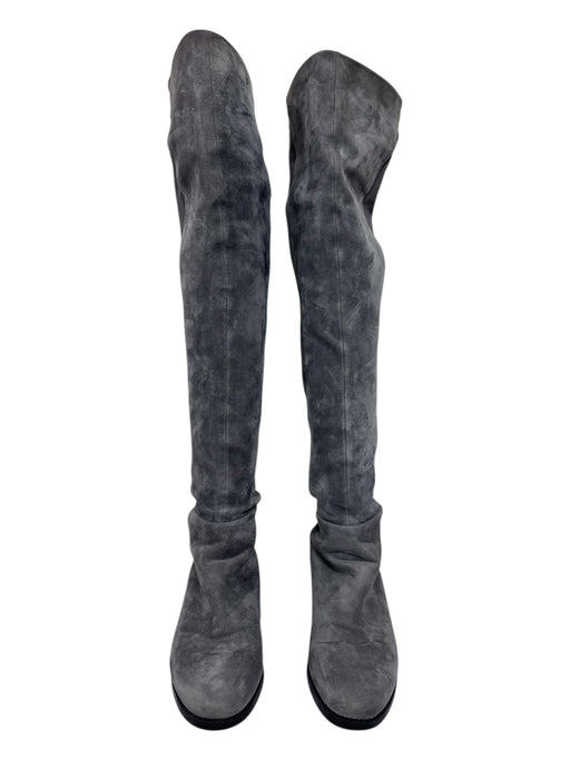 Tory Burch Shoe Size 8 Grey Suede Elastic Panel Solid Round Toe Thigh High Boots Grey / 8