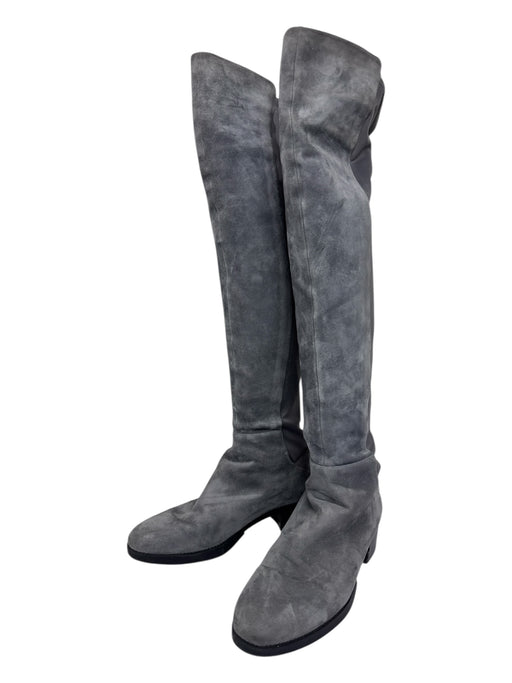 Tory Burch Shoe Size 8 Grey Suede Elastic Panel Solid Round Toe Thigh High Boots Grey / 8