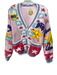 No! Size 2 Pink, Blue, Multi Ramie & Cotton Knit Patches Buttons Cardigan Pink, Blue, Multi / 2