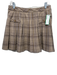 Majorelle Size Medium Khaki Beige Polyester Blend Plaid Pleated Mini Skirt Khaki Beige / Medium