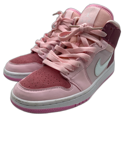 Nike Air Jordan Shoe Size 7 Pink & White Leather Suede Toe Mid Top Sneakers Pink & White / 7