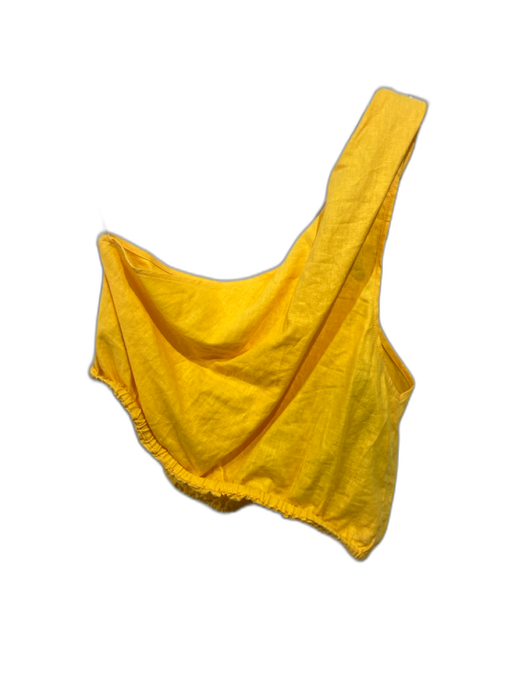 Farm Rio Size M Yellow Linen Sleeveless One Shoulder Knot Detail Top Yellow / M