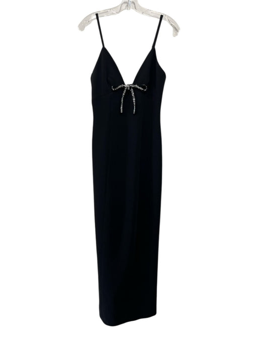 Cinq a Sept Size 4 Black Triacetate Spaghetti Strap Rhinestone Bow Detail Dress Black / 4