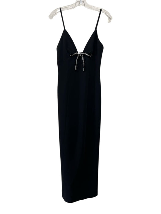 Cinq a Sept Size 4 Black Triacetate Spaghetti Strap Rhinestone Bow Detail Dress Black / 4