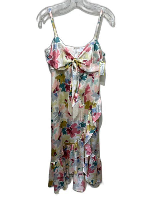 Likely Size 8 Pink, Green & Multi Print Polyester Spaghetti Strap Floral Dress Pink, Green & Multi Print / 8