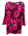 Trina Turk Size 8 Burgundy, Pink & Black Rayon Blend Long Flare Sleeve Dress Burgundy, Pink & Black / 8