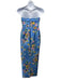 Theia Size 8 Blue & Multi Polyester Floral Shine Sleeveless Fold Over Dress Blue & Multi / 8