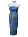 Theia Size 8 Blue & Multi Polyester Floral Shine Sleeveless Fold Over Dress Blue & Multi / 8